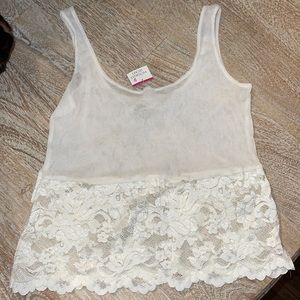 Vintage Y2K NWT victoria’s secret lace sheer white tank top / camisole